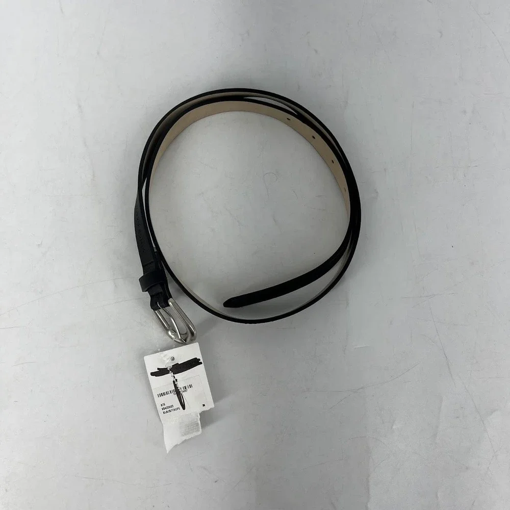 Vince Camuto Womens Black Skinny Belt‎ Silver Buckle VB422403 Size Medium NWT